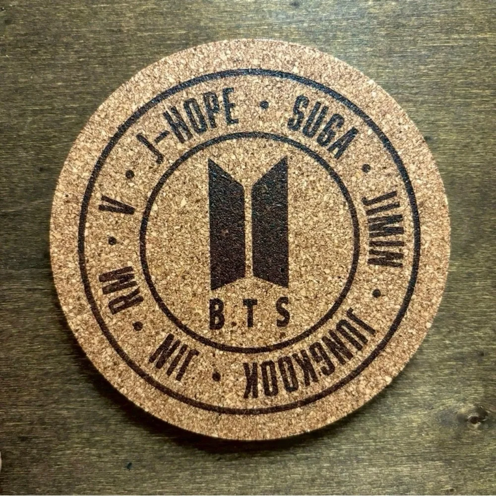 BTS Logo Laser Engraved Cork Coaster #5
